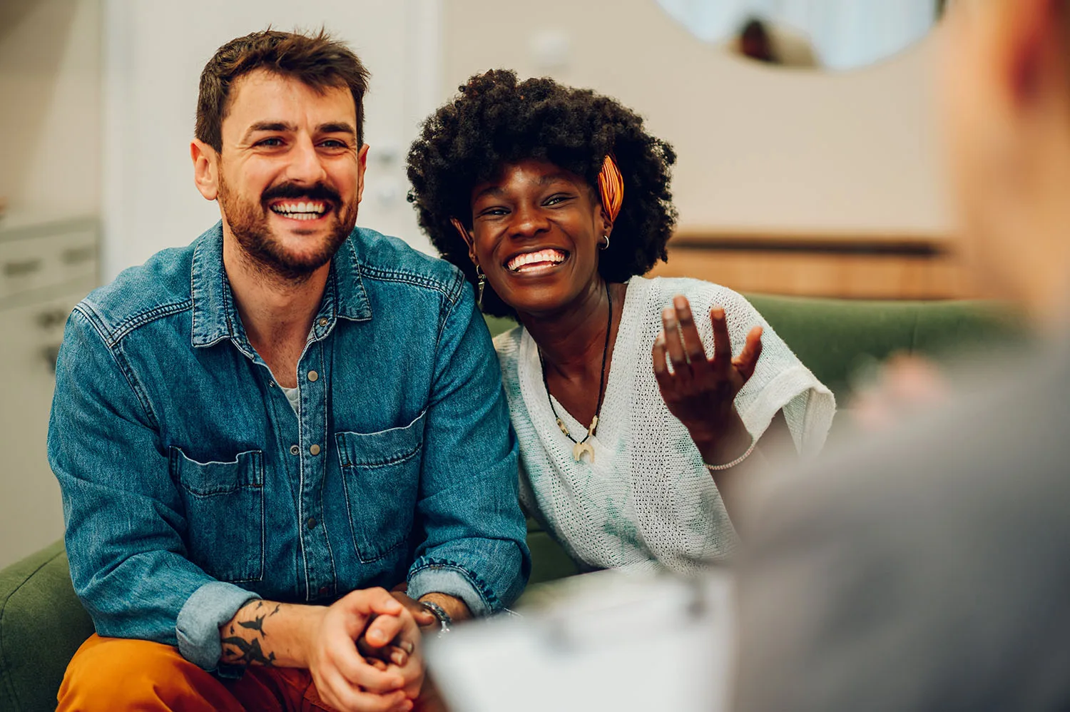 A couple creating their family profile